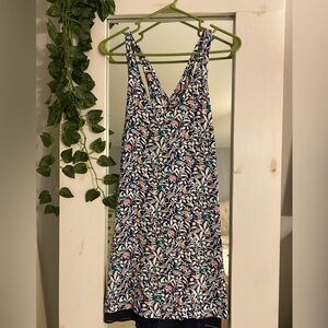 Loft cross back dress with birds